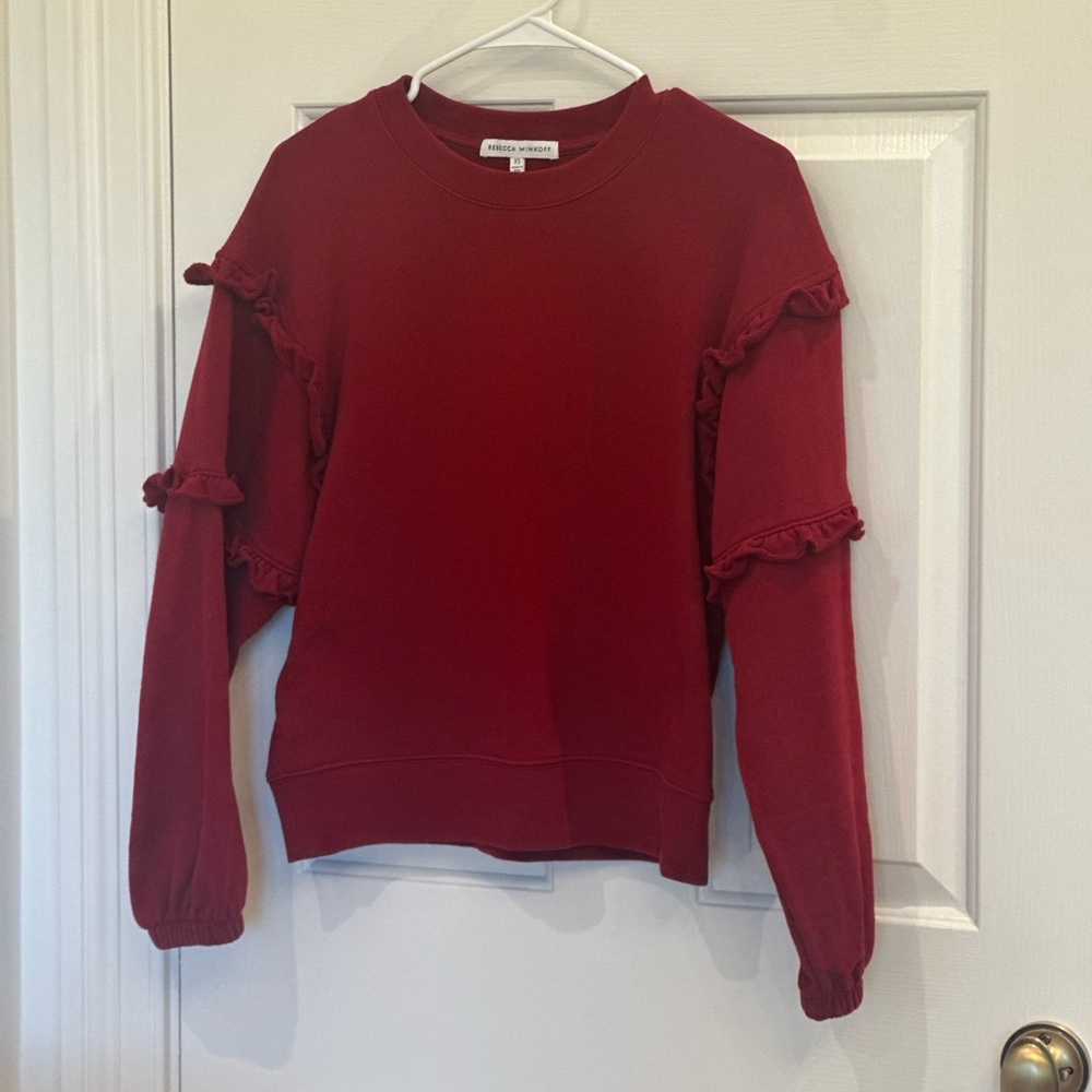 Rebecca Minkoff Red Ruffle Sweatshirt - Picture 2 of 5